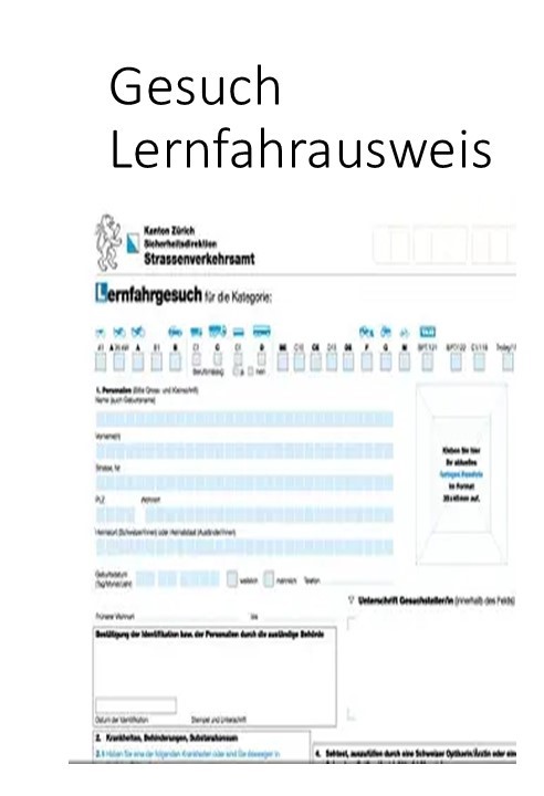 ABCD- Fahrschule Winterthur online Formular Gesuch zum Lernfahrausweis 